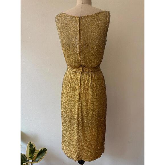 Vintage 1950s Ceil Chapman Gold Beaded Cocktail Dress - Picture 9 of 9